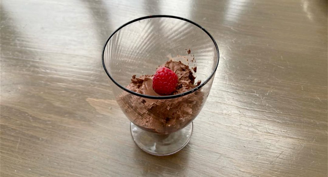 Chocolate Mousse with Raspberry in Glass