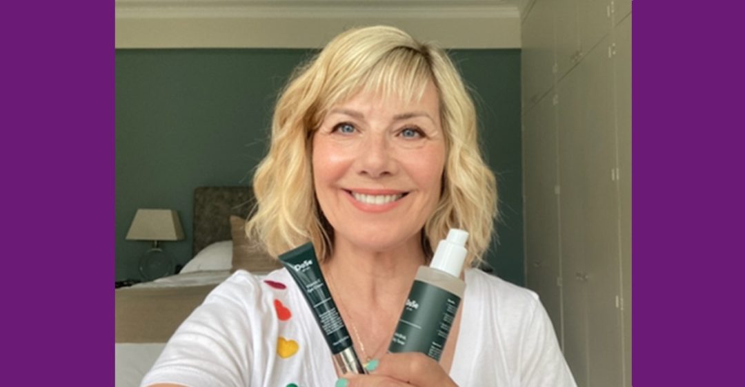 Glynis with everyday skin products