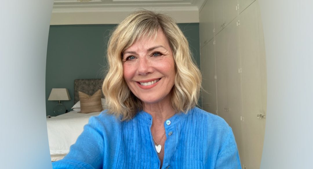 Glynis in a blue top