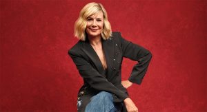 Glynis in Black on Red