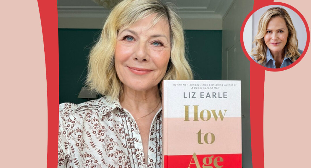 Glynis holding the "How To Age" book by Liz Earl (picture in circle)