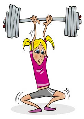 Cartoon girl lifting weights
